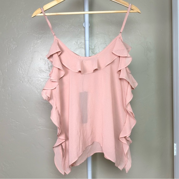 Ruffle Sheer Cami Top Small in Peach-ish Muted Pink (Flaw noted) - Picture 2 of 4